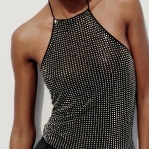 Zara Black Rhinestone Tank Top